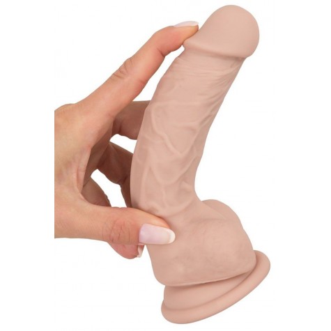 Телесный фаллоимитатор на присоске Silicone Dildo - 18 см.